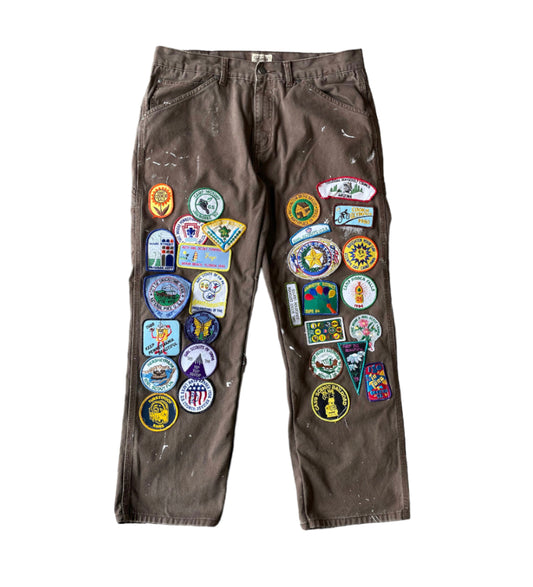Boy scout patchwork jeans